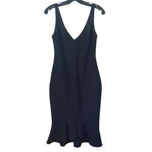 Revolve Likely V-neck sleeveless ruffle hem midi dress size 4 in black zipper